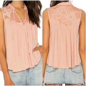 Free People Top Tank Rose Mauve Lace